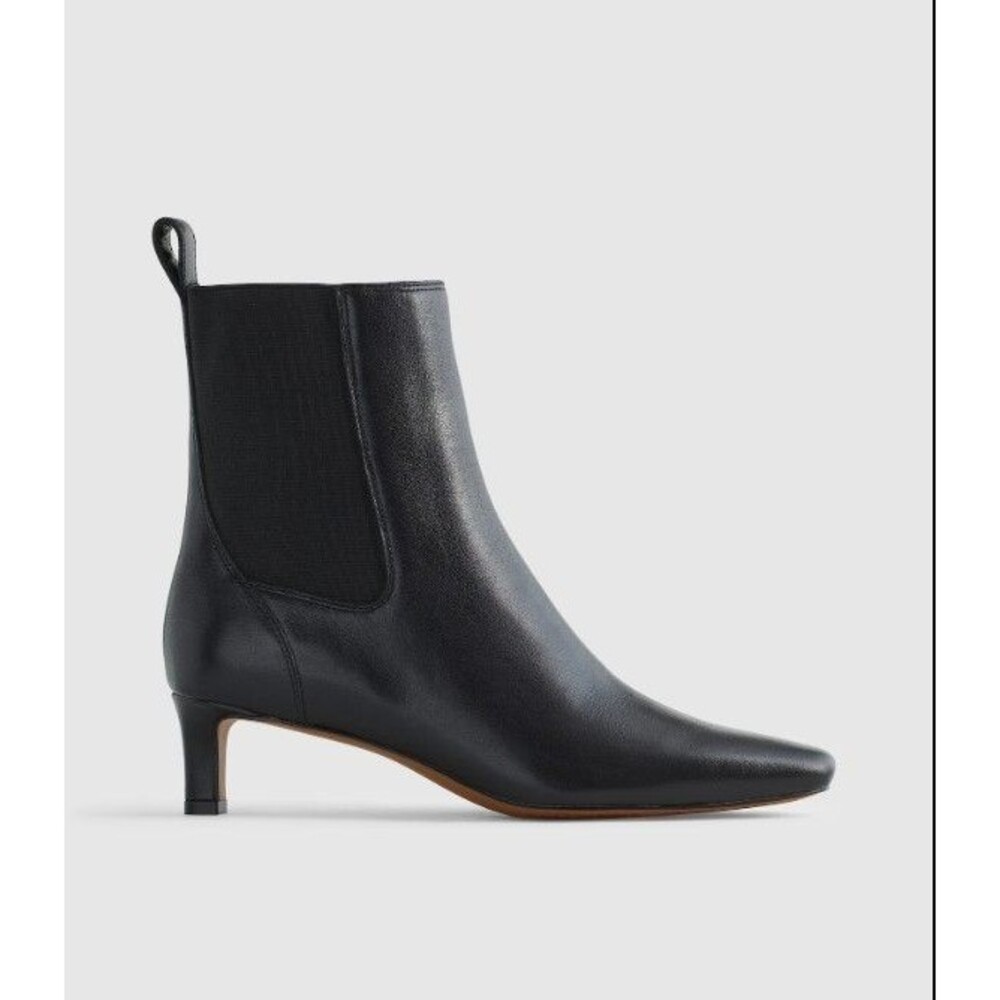 Madewell The Dimes Kitten Heel Boots Black 100% Leather Size 7 (Display)